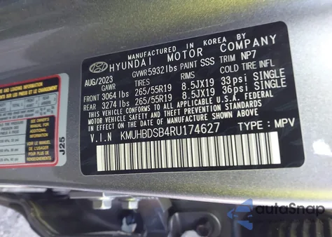 2024 Genesis Gv80 2.5T Awd z USA, uszkodzony, nr VIN KMUHBDSB4RU174627